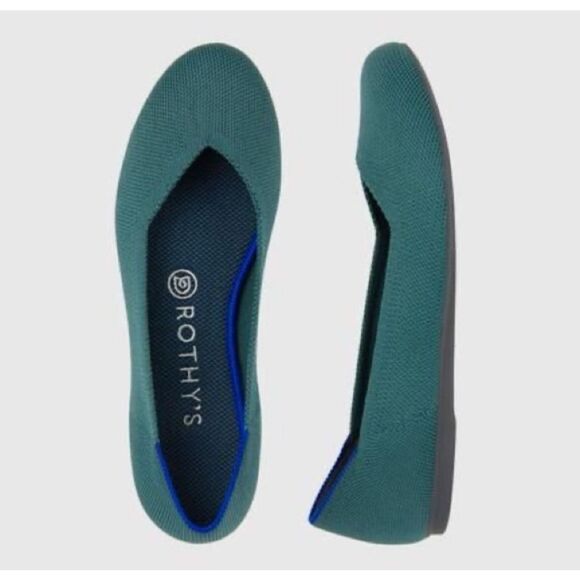 Rothys The Flat Retired Women US 11.5 Green Blue Luxury Ballet Flats - Picture 1 of 7